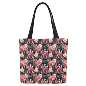 Botanical Beauty Black French Bulldog Large Canvas Tote Bags - Set of 2-Accessories-Accessories, Bags, French Bulldog-6
