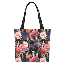 Load image into Gallery viewer, Botanical Beauty Black French Bulldog Large Canvas Tote Bags - Set of 2-Accessories-Accessories, Bags, French Bulldog-8