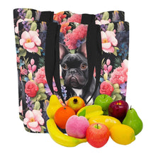 Load image into Gallery viewer, Botanical Beauty Black French Bulldog Large Canvas Tote Bags - Set of 2-Accessories-Accessories, Bags, French Bulldog-9