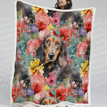 Load image into Gallery viewer, Botanical Beauty Chocolate and Tan Dachshunds Soft Warm Fleece Blanket-Blanket-Blankets, Dachshund, Home Decor-11