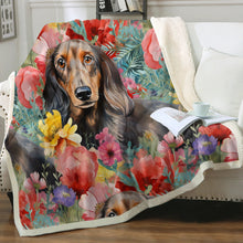 Load image into Gallery viewer, Botanical Beauty Chocolate and Tan Dachshunds Soft Warm Fleece Blanket-Blanket-Blankets, Dachshund, Home Decor-12