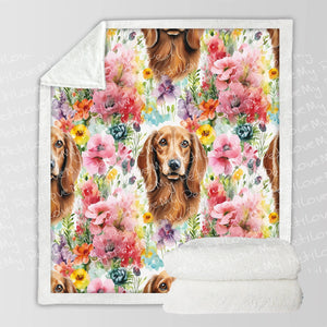 Botanical Beauty Chocolate Dachshunds Soft Warm Fleece Blanket-Blanket-Blankets, Dachshund, Home Decor-10