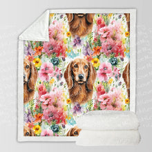 Load image into Gallery viewer, Botanical Beauty Chocolate Dachshunds Soft Warm Fleece Blanket-Blanket-Blankets, Dachshund, Home Decor-3