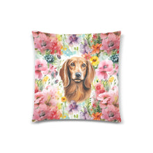 Load image into Gallery viewer, Botanical Beauty Chocolate Dachshunds Throw Pillow Cover-Cushion Cover-Dachshund, Home Decor, Pillows-One Size-2