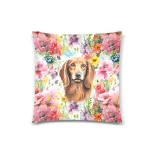Load image into Gallery viewer, Botanical Beauty Chocolate Dachshunds Throw Pillow Cover-Cushion Cover-Dachshund, Home Decor, Pillows-One Size-1