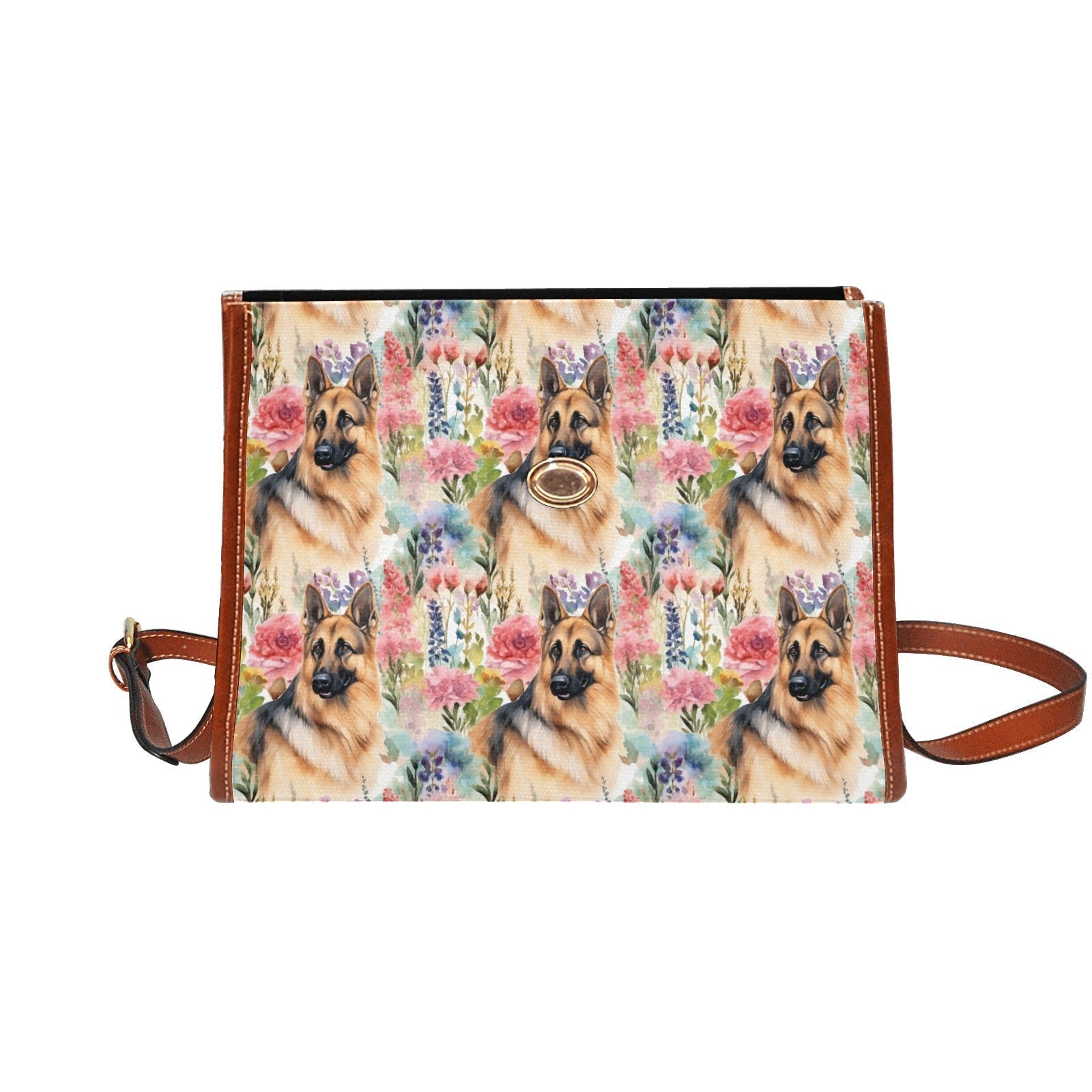 botanical beauty german shepherd satchel bag purse one size
