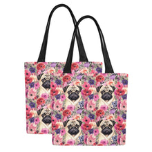 Load image into Gallery viewer, Botanical Beauty Pug Large Canvas Tote Bags - Set of 2-Accessories-Accessories, Bags, Pug-12