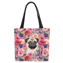 Load image into Gallery viewer, Botanical Beauty Pug Large Canvas Tote Bags - Set of 2-Accessories-Accessories, Bags, Pug-8