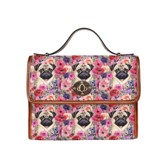 Botanical Beauty Pug Shoulder Bag Purse-Accessories-Accessories, Bags, Pug, Purse-One Size-1