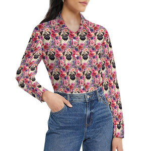 Botanical Beauty Pug Women's Shirt - 2 Designs-Apparel-Apparel, Pug, Shirt-4