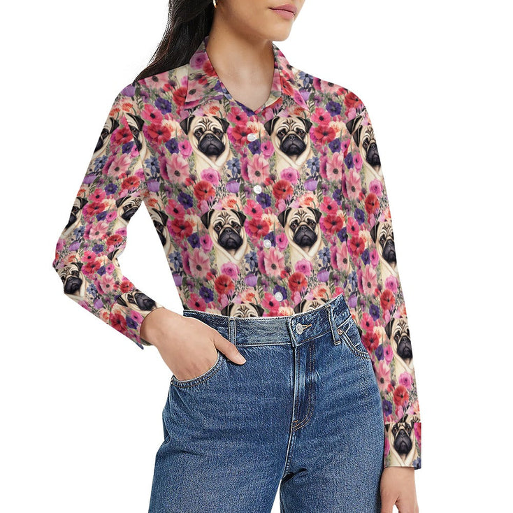 Botanical Beauty Pug Women's Shirt - 2 Designs-Apparel-Apparel, Pug, Shirt-5