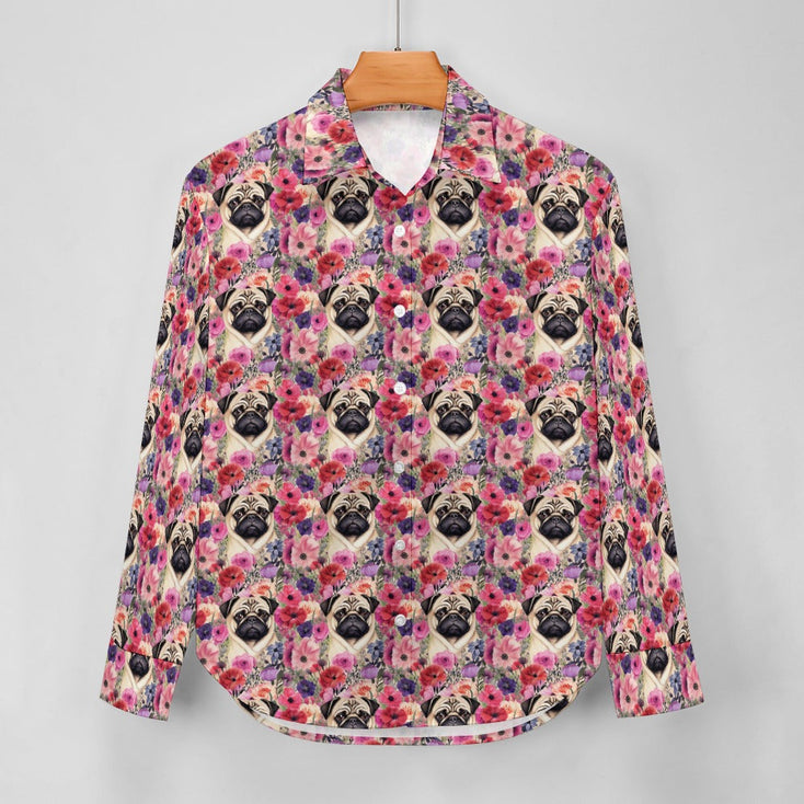 Botanical Beauty Pug Women's Shirt - 2 Designs-Apparel-Apparel, Pug, Shirt-7