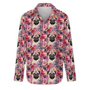 Botanical Beauty Pug Women's Shirt - 2 Designs-Apparel-Apparel, Pug, Shirt-S-White-1