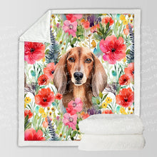 Load image into Gallery viewer, Botanical Beauty Red Dachshunds Soft Warm Fleece Blanket-Blanket-Blankets, Dachshund, Home Decor-10