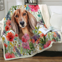 Load image into Gallery viewer, Botanical Beauty Red Dachshunds Soft Warm Fleece Blanket-Blanket-Blankets, Dachshund, Home Decor-11