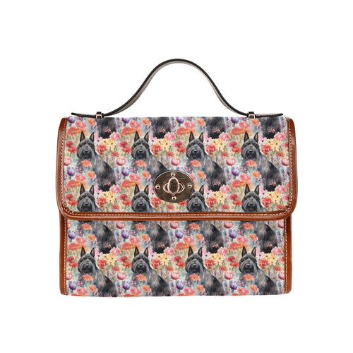 Botanical Beauty Scottish Terrier Shoulder Bag Purse-Accessories-Accessories, Bags, Shiba Inu-Black2-ONE SIZE-1