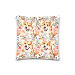 Botanical Bliss Pembroke Welsh Corgis Throw Pillow Covers-Cushion Cover-Corgi, Home Decor, Pillows-One Size-1