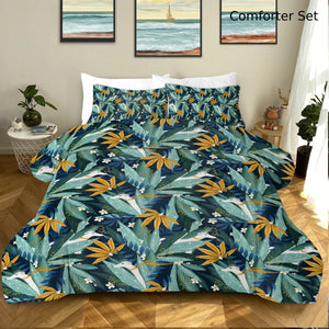 Botanical Elegance Whippet Greyhounds Bedding Set - Comforter or Duvet Cover-Bedding-Bedding, Greyhound, Home Decor, Whippet-Midnight Blue-Comforter (with filling) + 2 Pillowcases-Twin-7