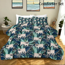 Load image into Gallery viewer, Botanical Pug Bliss Bedding Set - Comforter or Duvet Cover-Bedding-Bedding, Blankets, Home Decor, Pug-Midnight Blue-Comforter (with filling) + 2 Pillowcases-Twin-3