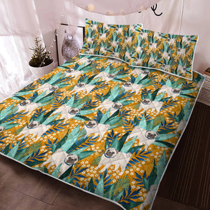 Botanical Pug Bliss Quilted Blanket or Bedding Set - 5 Colors-Bedding-Bedding, Blankets, Home Decor, Pug-Deep Mustard-Only Quilt-Twin-5