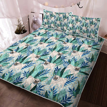 Load image into Gallery viewer, Botanical Pug Bliss Quilted Blanket or Bedding Set - 5 Colors-Bedding-Bedding, Blankets, Home Decor, Pug-Light Blue-Only Quilt-Twin-4