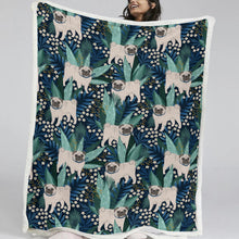 Load image into Gallery viewer, Botanical Pug Bliss Soft Warm Fleece Blanket - 5 Colors-Blanket-Bedding, Blankets, Home Decor, Pug-12