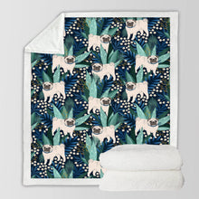 Load image into Gallery viewer, Botanical Pug Bliss Soft Warm Fleece Blanket - 5 Colors-Blanket-Bedding, Blankets, Home Decor, Pug-13