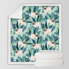 Load image into Gallery viewer, Botanical Pug Bliss Soft Warm Fleece Blanket - 5 Colors-Blanket-Bedding, Blankets, Home Decor, Pug-15