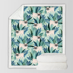 Botanical Pug Bliss Soft Warm Fleece Blanket - 5 Colors-Blanket-Bedding, Blankets, Home Decor, Pug-15