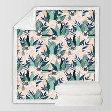 Load image into Gallery viewer, Botanical Pug Bliss Soft Warm Fleece Blanket - 5 Colors-Blanket-Bedding, Blankets, Home Decor, Pug-17