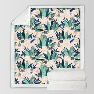 Botanical Pug Bliss Soft Warm Fleece Blanket - 5 Colors-Blanket-Bedding, Blankets, Home Decor, Pug-17