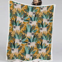 Load image into Gallery viewer, Botanical Pug Bliss Soft Warm Fleece Blanket - 5 Colors-Blanket-Bedding, Blankets, Home Decor, Pug-20
