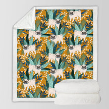 Load image into Gallery viewer, Botanical Pug Bliss Soft Warm Fleece Blanket - 5 Colors-Blanket-Bedding, Blankets, Home Decor, Pug-21