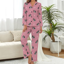 Load image into Gallery viewer, Bow Tie Boston Terrier Love Pajamas Set for Women-Dusty Pink-XS-4