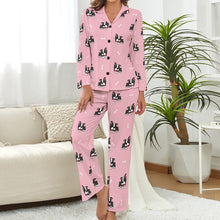 Load image into Gallery viewer, Bow Tie Boston Terrier Love Pajamas Set for Women-Light Pink-XS-3