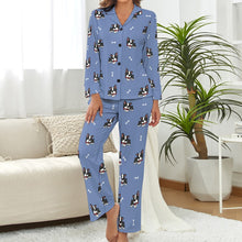 Load image into Gallery viewer, Bow Tie Boston Terrier Love Pajamas Set for Women-Slate Blue-XS-6