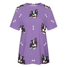 Load image into Gallery viewer, Bow Tie Boston Terriers All Over Print Women&#39;s Cotton T-Shirt - 4 Colors-Apparel-Apparel, Boston Terrier, Shirt, T Shirt-12