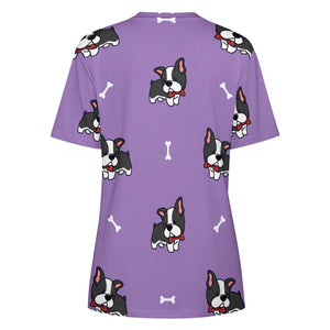 Bow Tie Boston Terriers All Over Print Women's Cotton T-Shirt - 4 Colors-Apparel-Apparel, Boston Terrier, Shirt, T Shirt-13