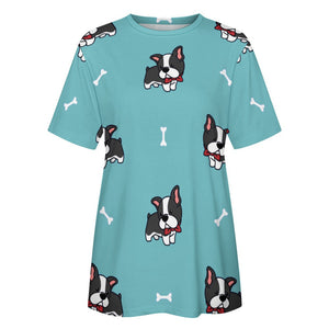 Bow Tie Boston Terriers All Over Print Women's Cotton T-Shirt - 4 Colors-Apparel-Apparel, Boston Terrier, Shirt, T Shirt-14