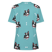 Bow Tie Boston Terriers All Over Print Women's Cotton T-Shirt - 4 Colors-Apparel-Apparel, Boston Terrier, Shirt, T Shirt-15