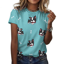 Load image into Gallery viewer, Bow Tie Boston Terriers All Over Print Women&#39;s Cotton T-Shirt - 4 Colors-Apparel-Apparel, Boston Terrier, Shirt, T Shirt-17
