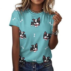 Bow Tie Boston Terriers All Over Print Women's Cotton T-Shirt - 4 Colors-Apparel-Apparel, Boston Terrier, Shirt, T Shirt-17