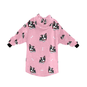 Bow Tie Boston Terriers Blanket Hoodie for Women-Apparel-Apparel, Blankets-2