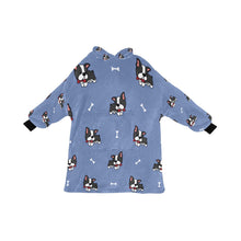 Load image into Gallery viewer, Bow Tie Boston Terriers Blanket Hoodie for Women-Apparel-Apparel, Blankets-CornflowerBlue-ONE SIZE-5