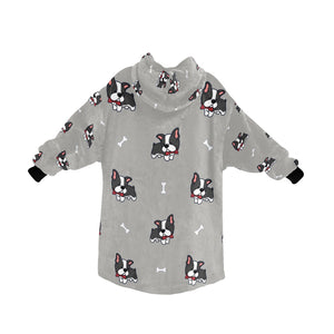 Bow Tie Boston Terriers Blanket Hoodie for Women-Apparel-Apparel, Blankets-10