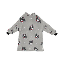 Load image into Gallery viewer, Bow Tie Boston Terriers Blanket Hoodie for Women-Apparel-Apparel, Blankets-DarkGray-ONE SIZE-13