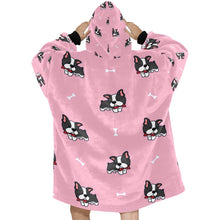 Load image into Gallery viewer, Bow Tie Boston Terriers Blanket Hoodie for Women-Apparel-Apparel, Blankets-3