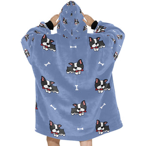 Bow Tie Boston Terriers Blanket Hoodie for Women-Apparel-Apparel, Blankets-8
