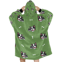 Load image into Gallery viewer, Bow Tie Boston Terriers Blanket Hoodie for Women-Apparel-Apparel, Blankets-12