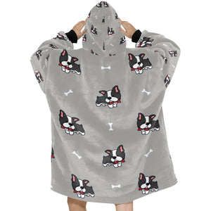 Bow Tie Boston Terriers Blanket Hoodie for Women-Apparel-Apparel, Blankets-15